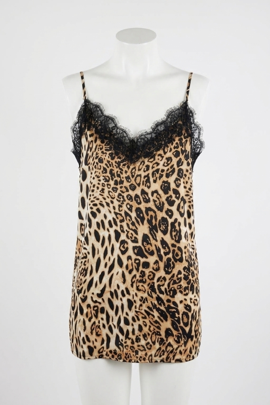 NEW ENDLESS ROSE animal print cami top in brown, tan, black